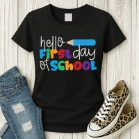 Hello First Day of School Cute Pencil Womens T-Shirt