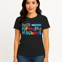 Hello First Day of School Cute Pencil Womens T-Shirt