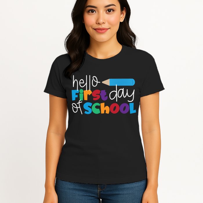 Hello First Day of School Cute Pencil Womens T-Shirt