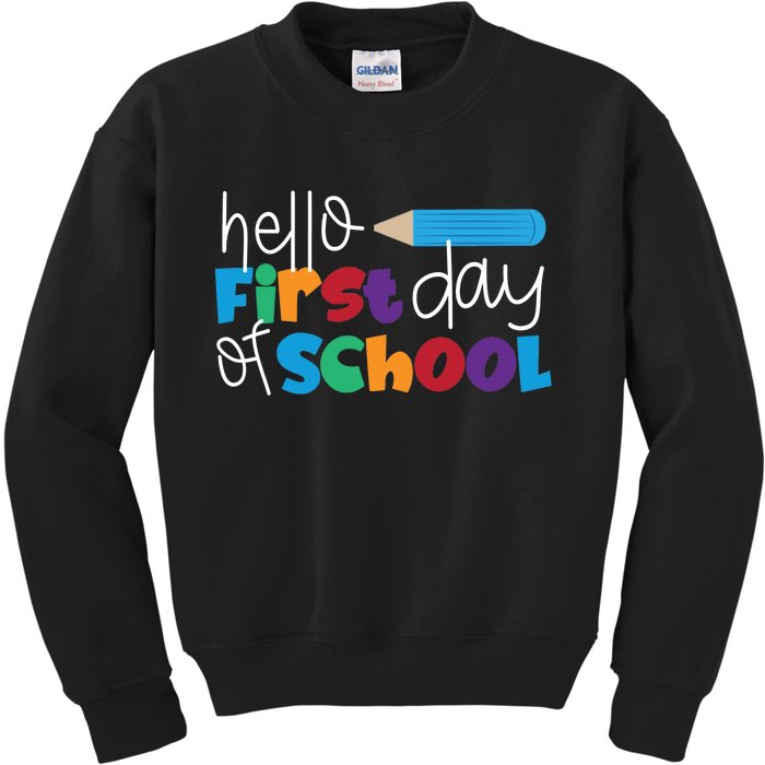 Hello First Day of School Cute Pencil Kids Sweatshirt