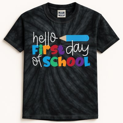 Hello First Day of School Cute Pencil Kids Tie-Dye T-Shirt