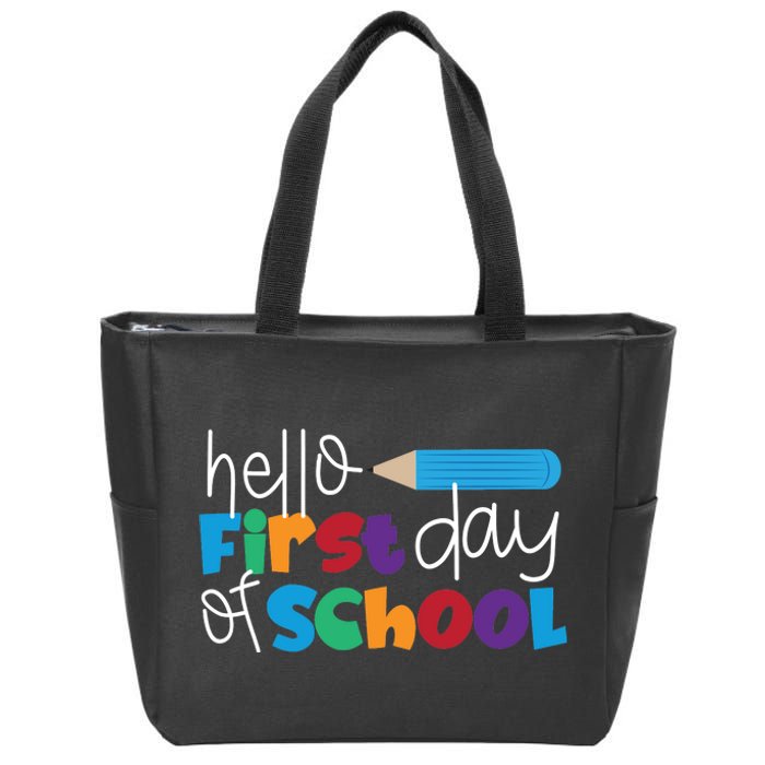 Hello First Day of School Cute Pencil Zip Tote Bag