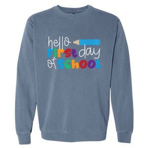 Hello First Day of School Cute Pencil Garment-Dyed Sweatshirt