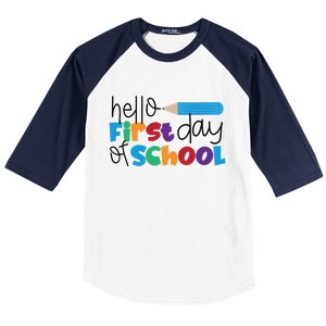 Hello First Day of School Cute Pencil Baseball Sleeve Shirt