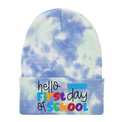 Hello First Day of School Cute Pencil Tie Dye 12in Knit Beanie