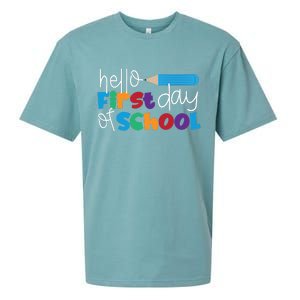 Hello First Day of School Cute Pencil Sueded Cloud Jersey T-Shirt