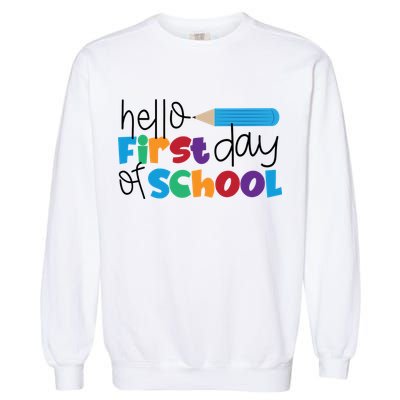 Hello First Day of School Cute Pencil Garment-Dyed Sweatshirt