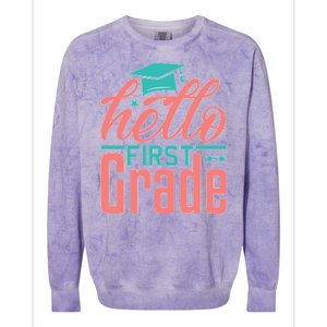 Hello First Grade Colorblast Crewneck Sweatshirt