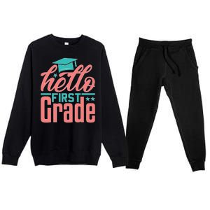 Hello First Grade Premium Crewneck Sweatsuit Set