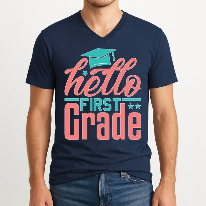 Hello First Grade V-Neck T-Shirt