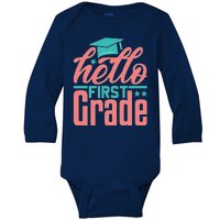 Hello First Grade Baby Long Sleeve Bodysuit