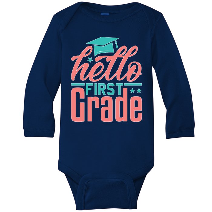 Hello First Grade Baby Long Sleeve Bodysuit