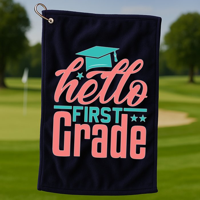 Hello First Grade Golf Towel