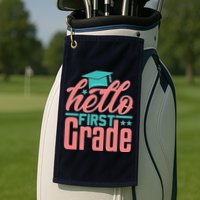 Hello First Grade Golf Towel