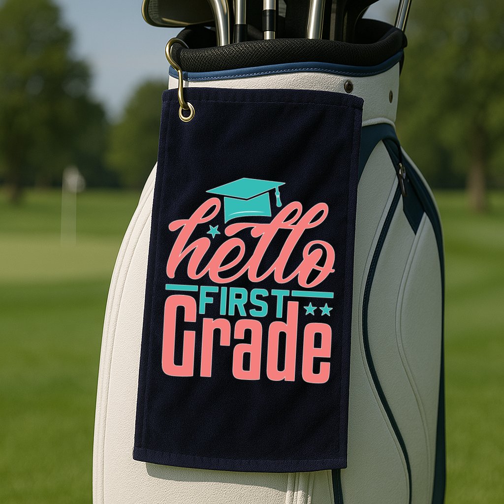 Hello First Grade Golf Towel