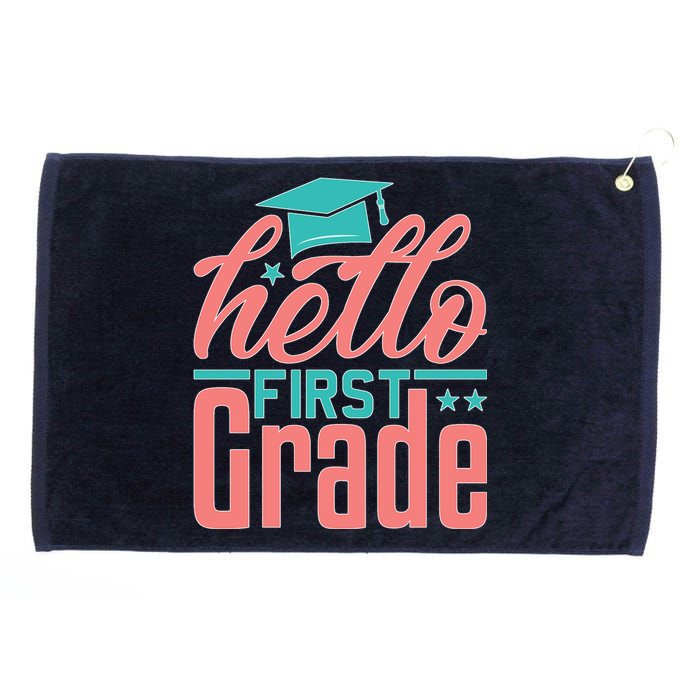 Hello First Grade Grommeted Golf Towel