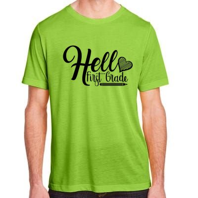 Hello First Grade Pencil Heart Adult ChromaSoft Performance T-Shirt