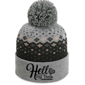 Hello First Grade Pencil Heart The Baniff Cuffed Pom Beanie