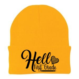 Hello First Grade Pencil Heart Knit Cap Winter Beanie