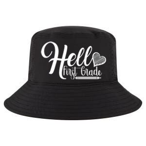 Hello First Grade Pencil Heart Cool Comfort Performance Bucket Hat