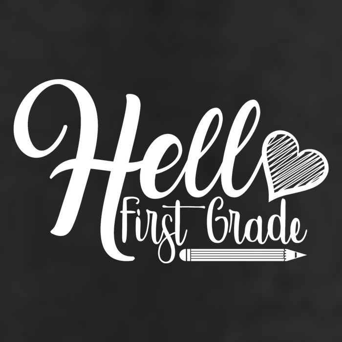 Hello First Grade Pencil Heart 7 Panel Mesh Trucker Snapback Hat