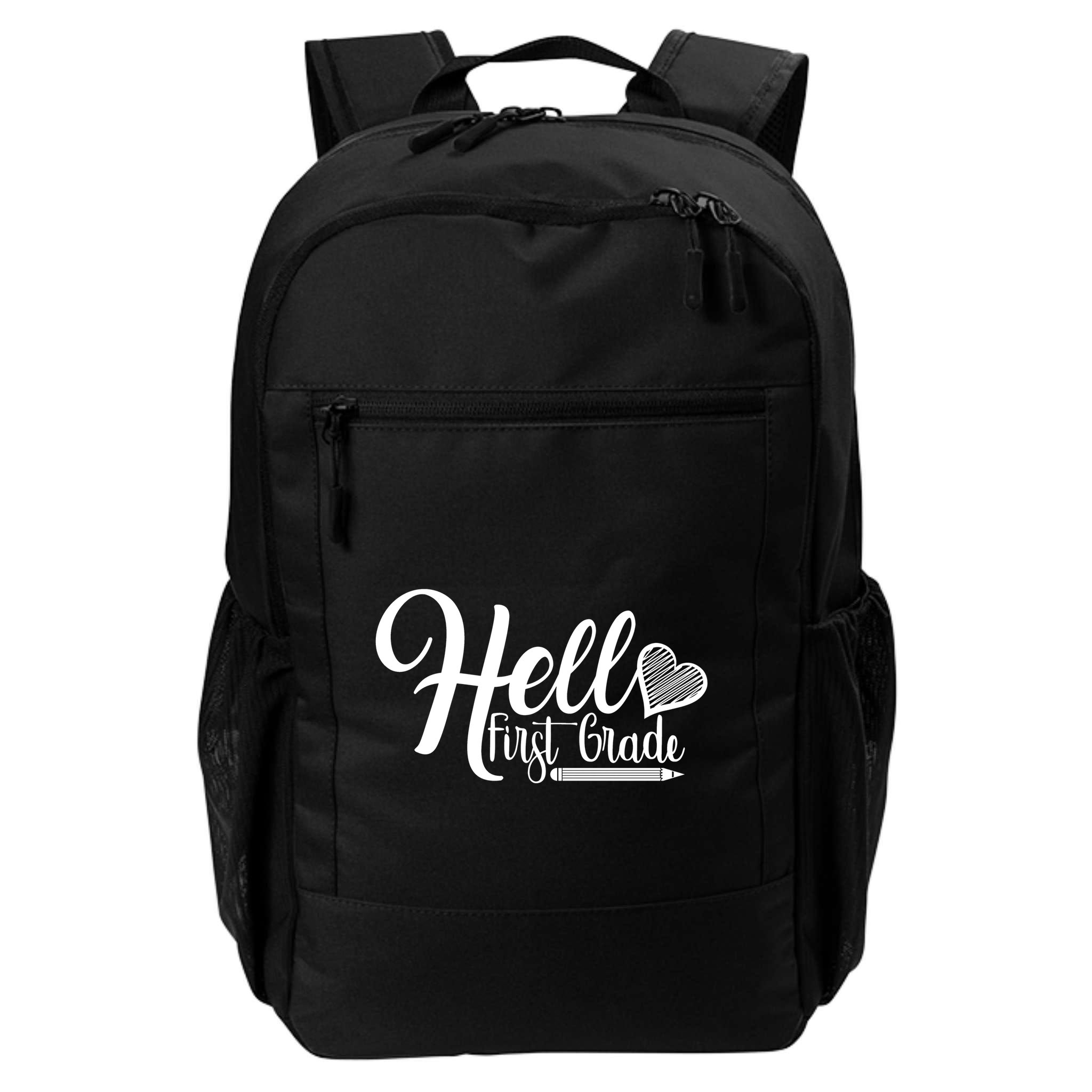 Hello First Grade Pencil Heart Backpack