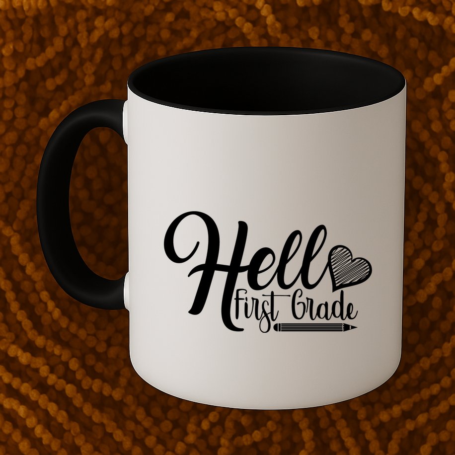 Hello First Grade Pencil Heart Mug