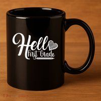 Hello First Grade Pencil Heart 11oz C Handle Ceramic Mug