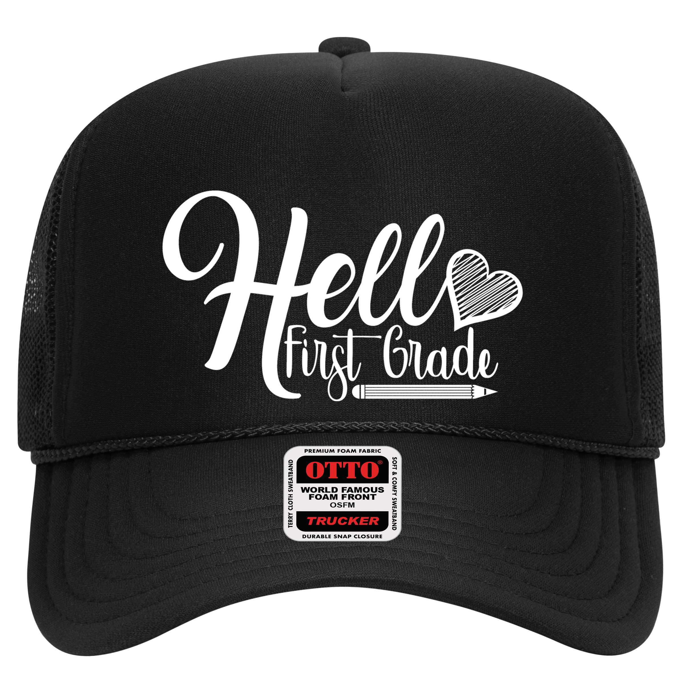 Hello First Grade Pencil Heart Hat