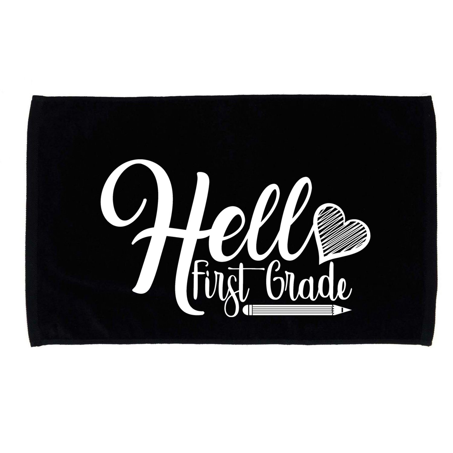 Hello First Grade Pencil Heart Microfiber Hand Towel