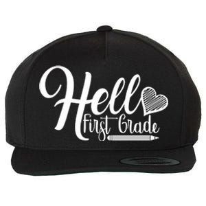 Hello First Grade Pencil Heart Wool Snapback Cap