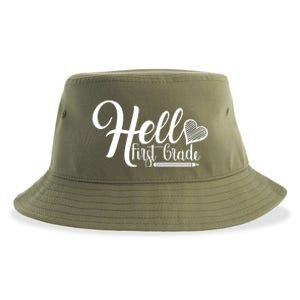 Hello First Grade Pencil Heart Sustainable Bucket Hat