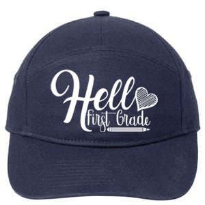 Hello First Grade Pencil Heart 7-Panel Snapback Hat