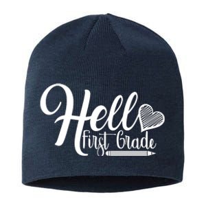 Hello First Grade Pencil Heart Sustainable Beanie