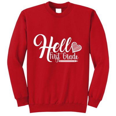 Hello First Grade Pencil Heart Sweatshirt