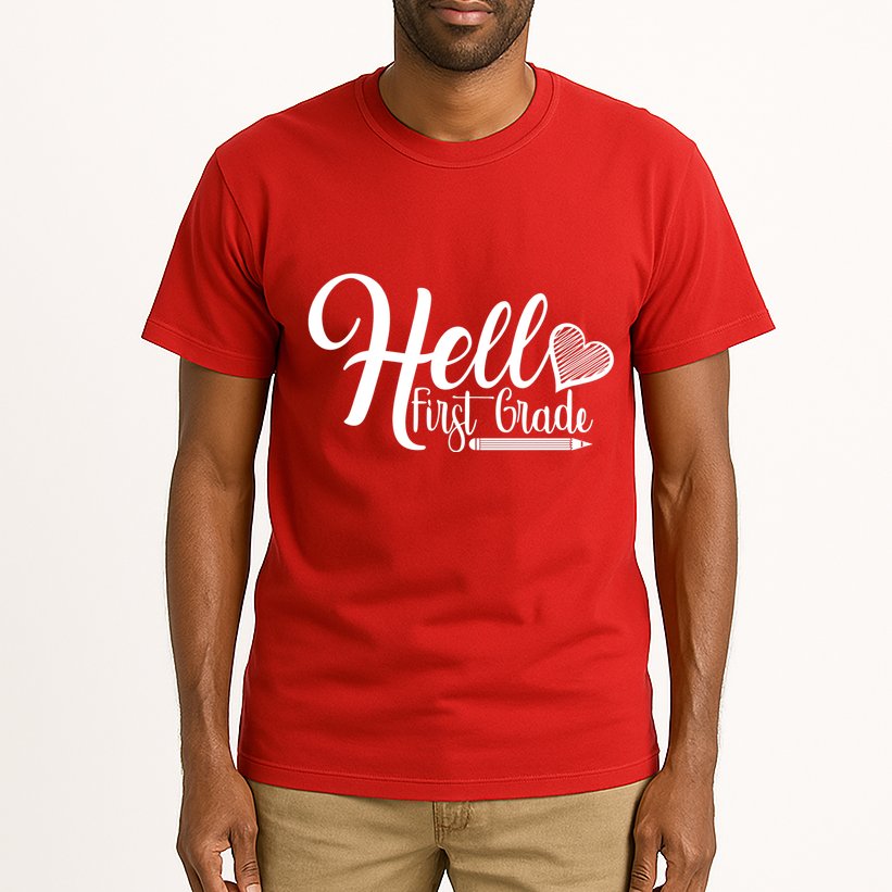 Hello First Grade Pencil Heart Tall T-Shirt