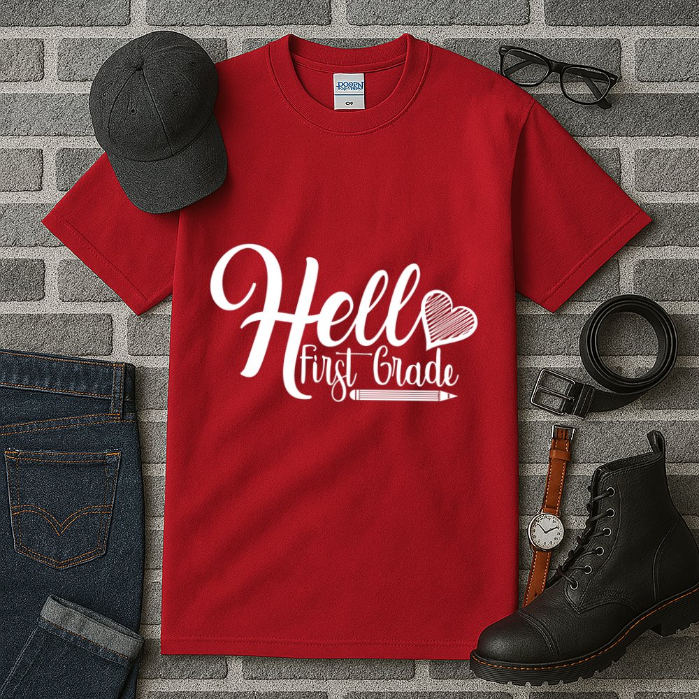 Hello First Grade Pencil Heart Tall T-Shirt