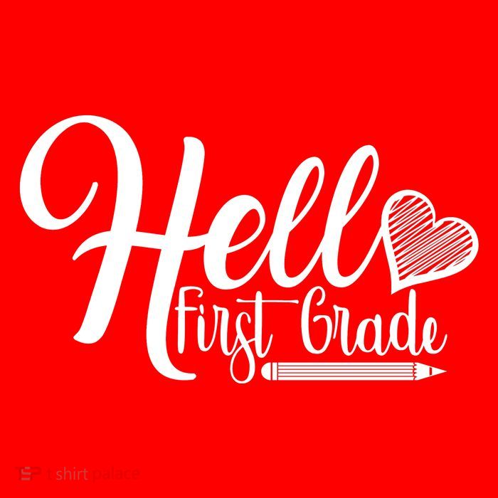 Hello First Grade Pencil Heart Button