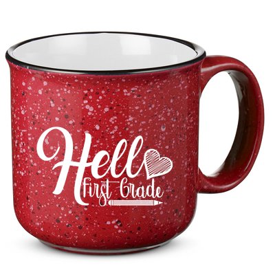 Hello First Grade Pencil Heart 15oz Campfire Ceramic Mug