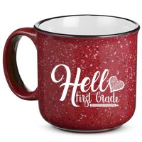 Hello First Grade Pencil Heart 15oz Campfire Ceramic Mug