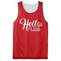 Hello First Grade Pencil Heart Mesh Reversible Basketball Jersey Tank