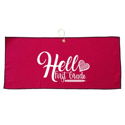 Hello First Grade Pencil Heart Large Microfiber Waffle Golf Towel