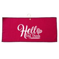Hello First Grade Pencil Heart Large Microfiber Waffle Golf Towel
