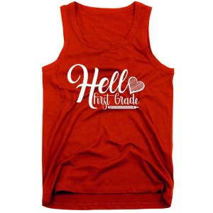 Hello First Grade Pencil Heart Tank Top