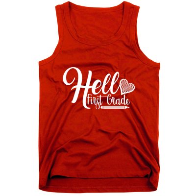 Hello First Grade Pencil Heart Tank Top