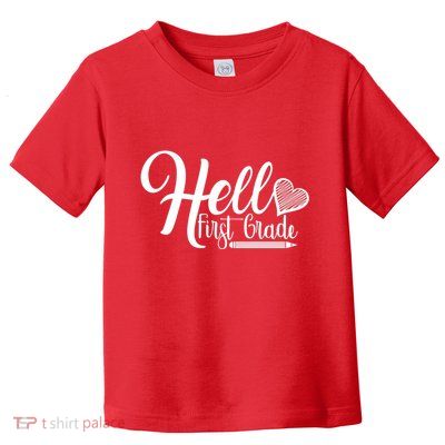 Hello First Grade Pencil Heart Toddler T-Shirt
