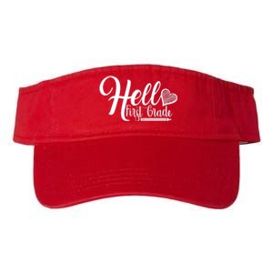 Hello First Grade Pencil Heart Valucap Bio-Washed Visor