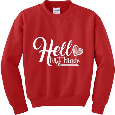 Hello First Grade Pencil Heart Kids Sweatshirt