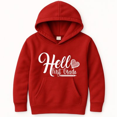 Hello First Grade Pencil Heart Kids Hoodie