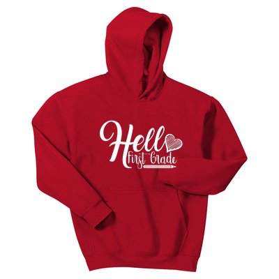 Hello First Grade Pencil Heart Kids Hoodie